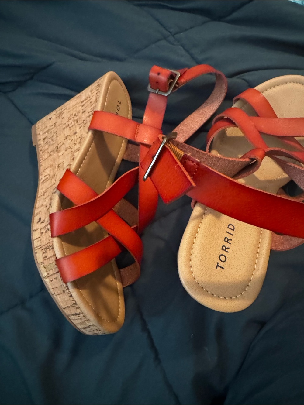 Torrid Brown Cork Wedge Sandals - Strappy Comfort